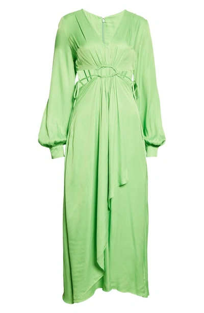 Shop Farm Rio Long Sleeve Cutout Waist Maxi Dress In Lime