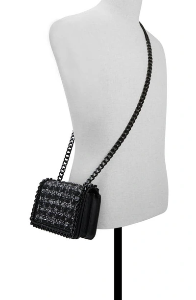 Shop Aldo Mini Greenwald Tweed Crossbody Bag In Open Black