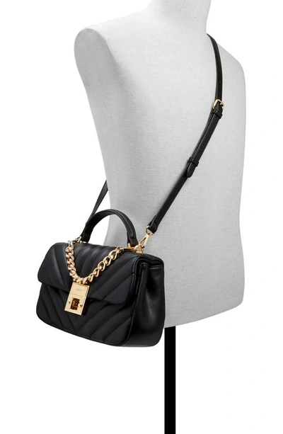 Shop Aldo Hays Quilted Faux Leather Top Handle Bag In Black