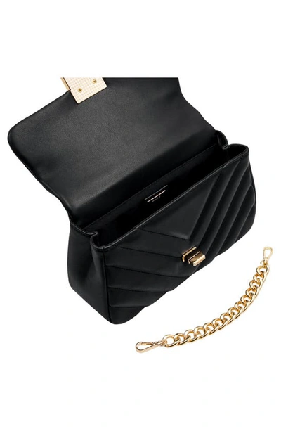 Shop Aldo Hays Quilted Faux Leather Top Handle Bag In Black