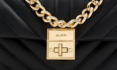 Shop Aldo Hays Quilted Faux Leather Top Handle Bag In Black