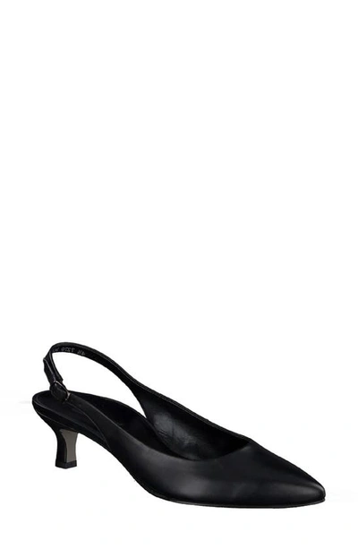 Paul Green Rio Slingback Pointed Toe Kitten Heel Pump In Black Leather |  ModeSens