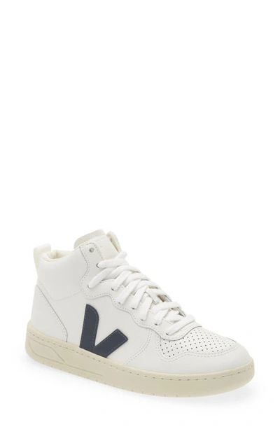 Shop Veja V-15 Mid Top Sneaker In Extra-white Nautico