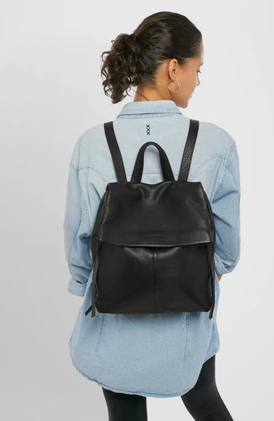 Shop Aimee Kestenberg Bali Large Leather Backpack In Black W/ Shiny Black