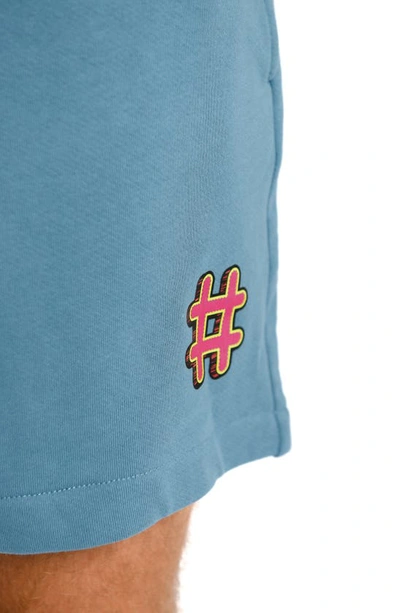 Shop D.rt Hashtag Cotton Sweat Shorts In Blue