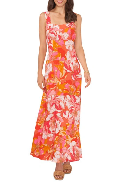 Shop Vince Camuto Floral Tiered Maxi Dress In Radiant Orange