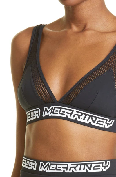 Shop Stella Mccartney '90s Logo Mesh Inset Bikini Top In Black