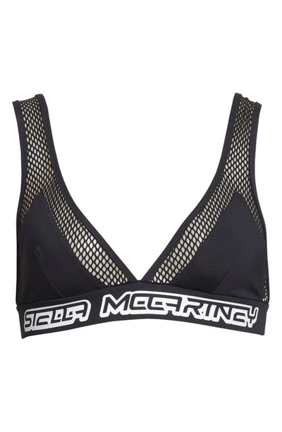 Shop Stella Mccartney '90s Logo Mesh Inset Bikini Top In Black