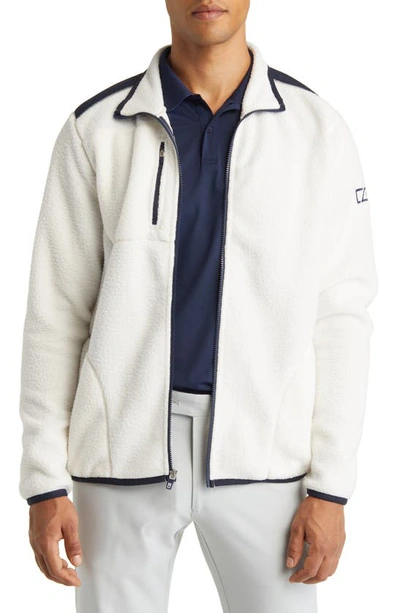 Shop Cutter & Buck Fleece Jacket In Shell/ Navy Blue