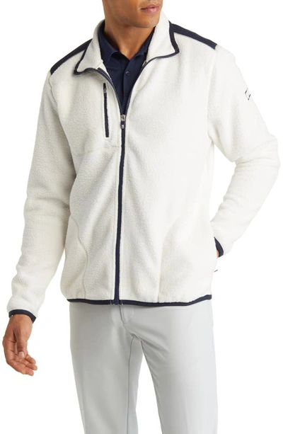 Shop Cutter & Buck Fleece Jacket In Shell/ Navy Blue