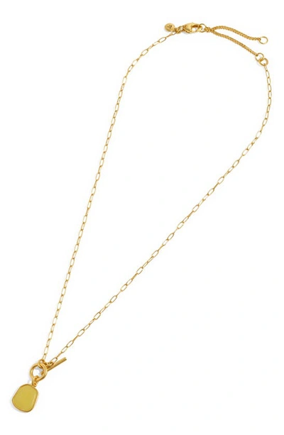 Shop Madewell Stone Collection Paperclip Pendant Necklace In Jade