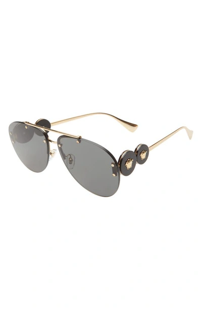 Shop Versace 63mm Aviator Sunglasses In Gold