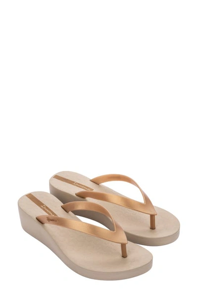 Ipanema Selfie Wedge Flip Flop In Beige/ Gold | ModeSens