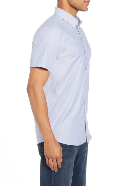 Cutter & Buck Classic Fit Short Sleeve Button-down Oxford Shirt In Light Blue