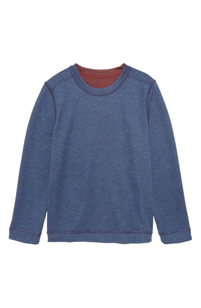 Shop Johnston & Murphy Kids' Solid Reversible Crewneck Long Sleeve T-shirt In Berry/ Blue
