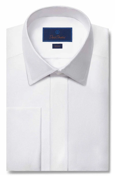 Shop David Donahue Slim Fit Formal Cotton Dress Shirt In White