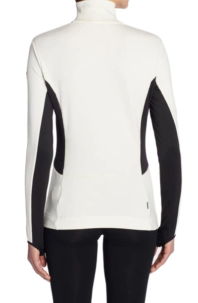 Shop Moncler Colorblock Half Zip Sweatshirt In White