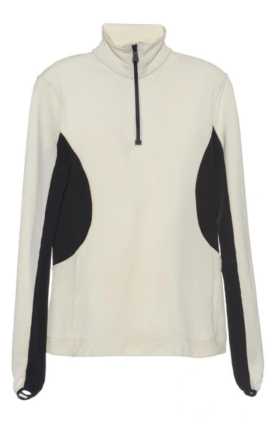 Shop Moncler Colorblock Half Zip Sweatshirt In White