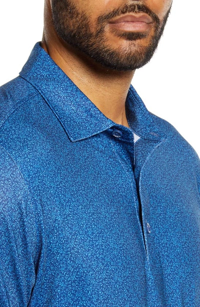 Cutter & Buck Pike Micro Floral Print Polo In Indigo