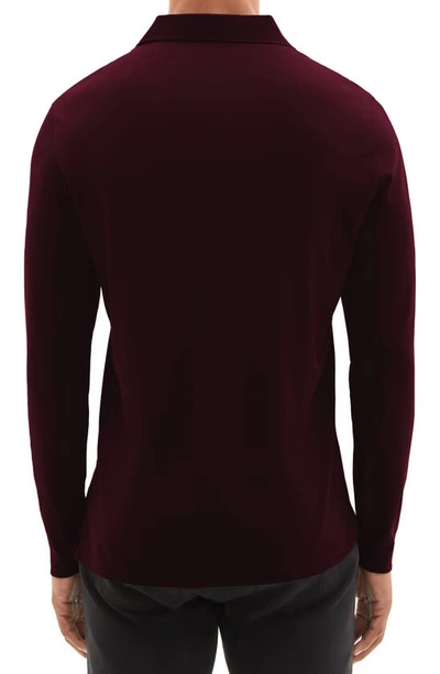 Shop Robert Barakett Georgia Long Sleeve Polo In Cabernet