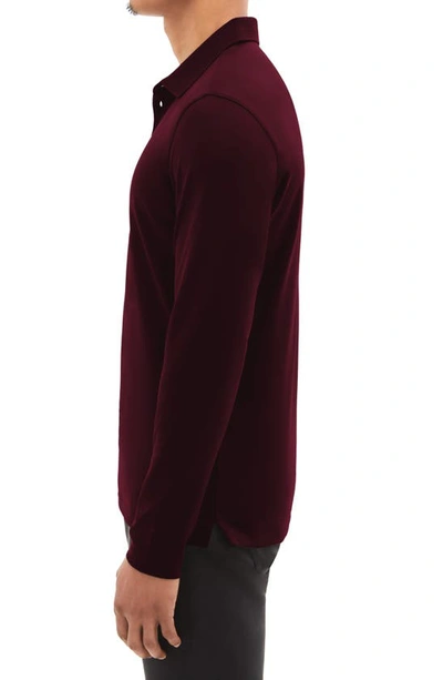 Shop Robert Barakett Georgia Long Sleeve Polo In Cabernet