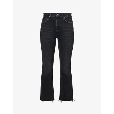 Shop Citizens Of Humanity Isola Flared Mid-rise Cotton-blend Denim Jeans In Stormy
