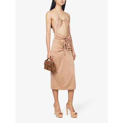 Shop House Of Cb Kasia Cut-out Stretch-jersey Midi Dress In Tan