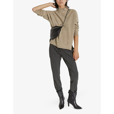 Shop Ikks Women's Dark Beige Long-sleeved Turtleneck Wool Jumper