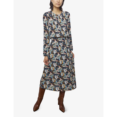 Shop Ikks Women's Black Floral-print Woven Maxi Dress