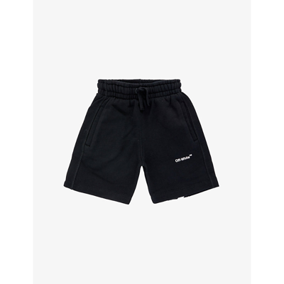Shop Off-white Rubber Logo-print Cotton-jersey Shorts 4-12 Years In Black