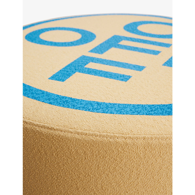 Shop Off-white Logo-print Round Woven Stool In Camel Peacock