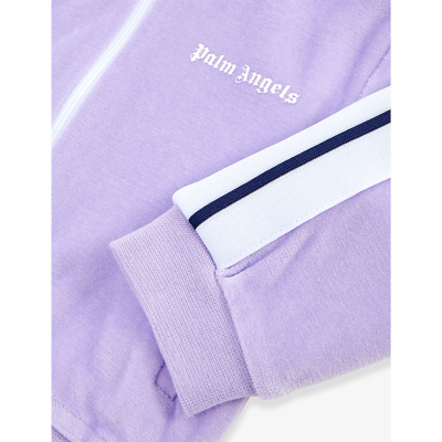 Shop Palm Angels Logo-print Cotton-blend Track Jacket 3-24 Months In Lilac