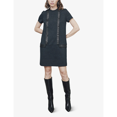 Shop Ikks Women's Navy Blue Milano Stretch-knitted Mini Dress