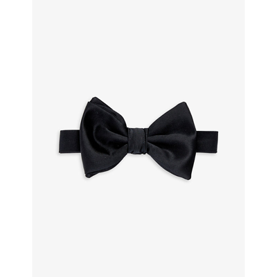 Shop Emporio Armani Satin-texture Silk Bowtie In Nero