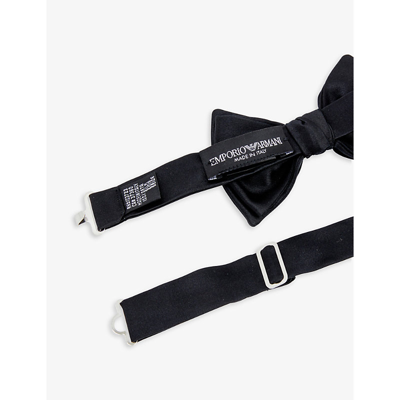 Shop Emporio Armani Satin-texture Silk Bowtie In Nero