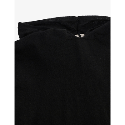 Shop Rick Owens Boys Black Kids Ribbed Trims Wool Hoody 6-12 Years