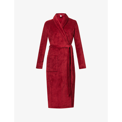 Calvin Klein Embroidered-logo Fluffy Woven Robe In Red Carpet | ModeSens