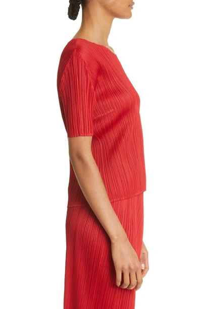 Issey Miyake Pleated Top In Red