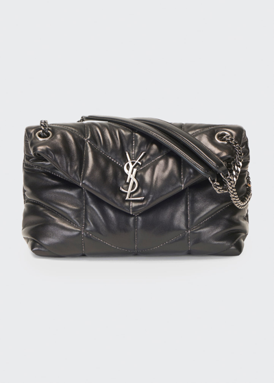 Shop Saint Laurent Lou Puffer Toy Ysl Crossbody Bag In Quilted Leather In Noir