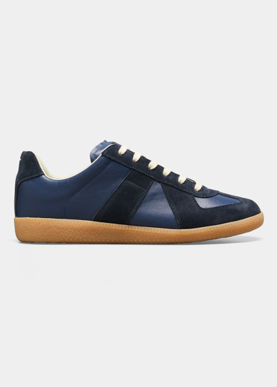 Shop Maison Margiela Replica Suede & Leather Sneakers In Nocturnespace