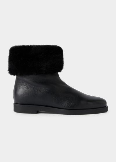 Shop Totême Off-duty Faux Fur Ankle Boots In Black