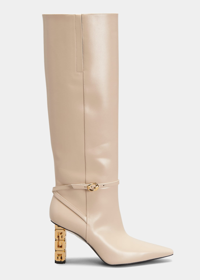 Shop Givenchy G Cube Calfskin Ankle-buckle Boots In 257 Natural Beige