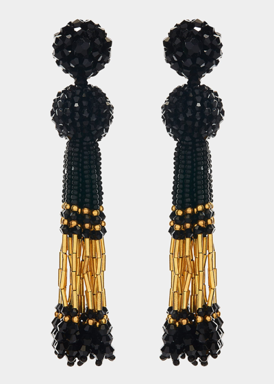 Shop Oscar De La Renta Ombre Tassel Earrings In Black