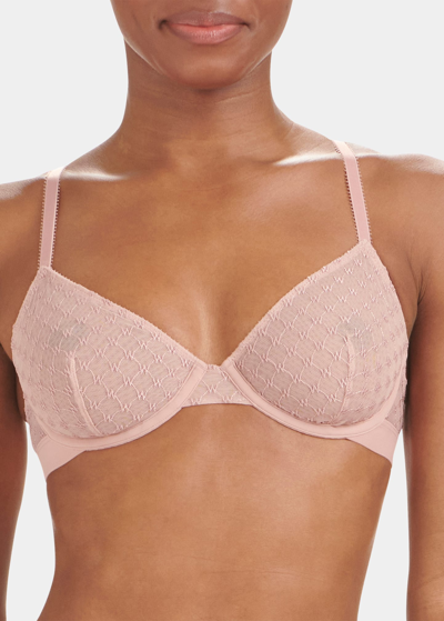 Shop Wolford Sheer Logo-embroidered Demi Bra In Powder Pink