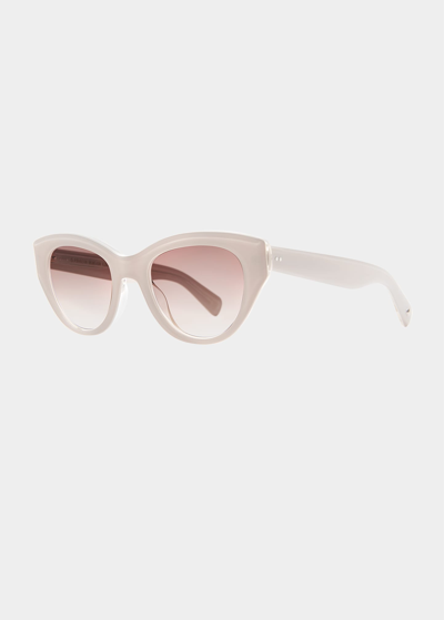 Shop Garrett Leight Dottie Acetate & Metal Cat-eye Sunglasses In White