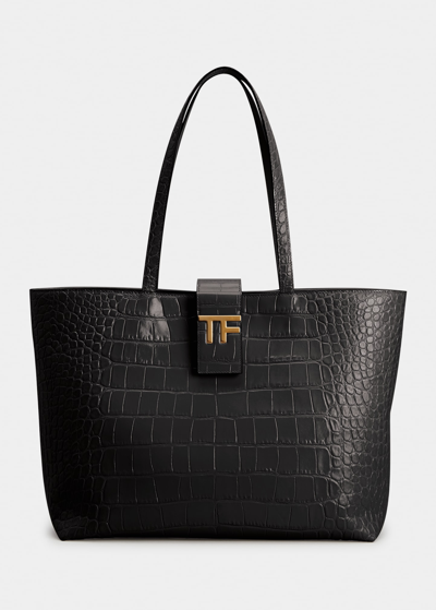 Shop Tom Ford Tf Small East-west Tote Bag In Black