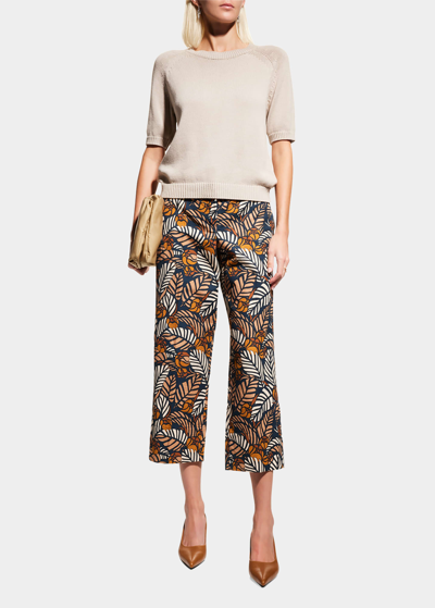 Shop Max Mara Arizona Printed Straight-leg Trousers In Ultramarine