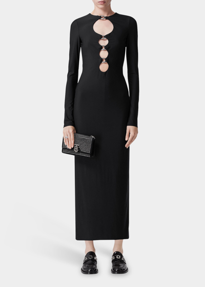 Shop Burberry Corrine Cutout Midi Dress In Black