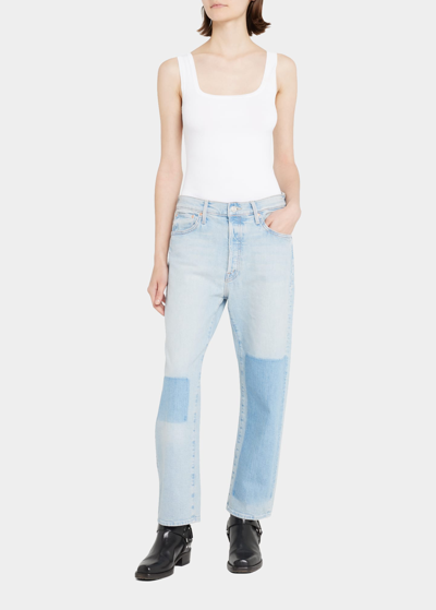 Shop Mother The Ditcher Crop Two-tone Jeans In Preparty