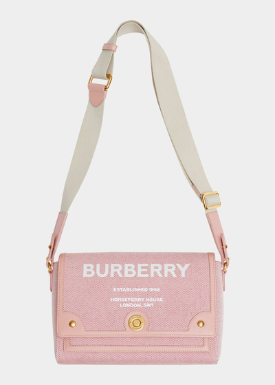 Shop Burberry Note Medium Horseferry-print Crossbody Bag In Brght Red/dusky P